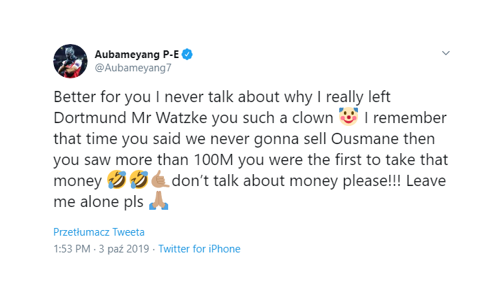 AUBAMEYANG ODPALIŁ! Gabończyk odpowiedział Watzke